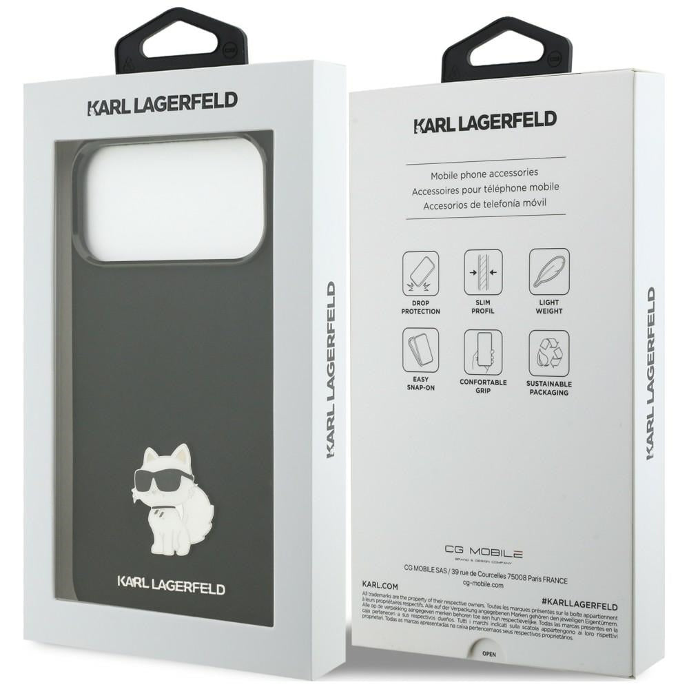 Case for Apple iPhone 18 Pro Max / 17 Pro Max, Karl Lagerfeld, Choupette Metal Pin, Black