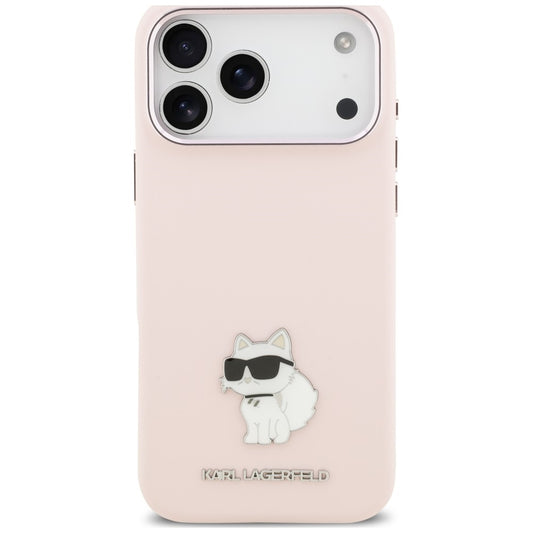 Pouzdro pro Apple iPhone 18 Pro Max / 17 Pro Max, Karl Lagerfeld, Choupette Metal Pin, růžové