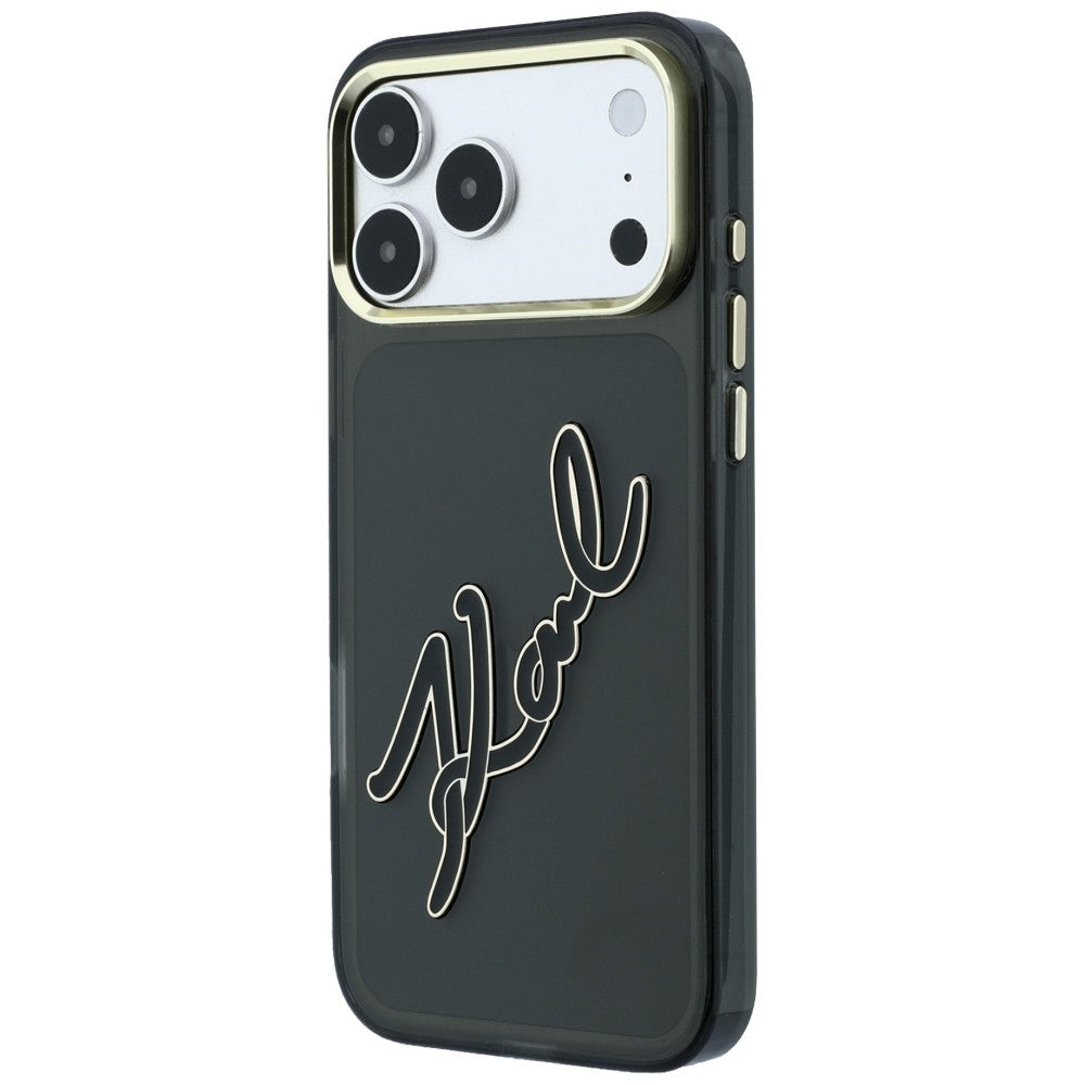 Pouzdro pro Apple iPhone 18 Pro Max / 17 Pro Max, Karl Lagerfeld, IML Big Signature Resin Logo Metal Frame, Černé
