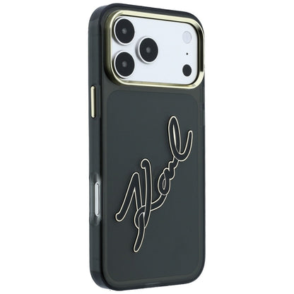 Pouzdro pro Apple iPhone 18 Pro Max / 17 Pro Max, Karl Lagerfeld, IML Big Signature Resin Logo Metal Frame, Černé