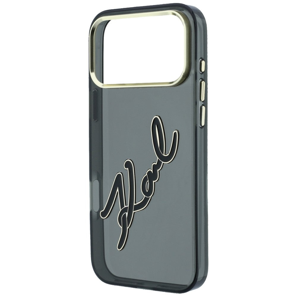 Pouzdro pro Apple iPhone 18 Pro Max / 17 Pro Max, Karl Lagerfeld, IML Big Signature Resin Logo Metal Frame, Černé