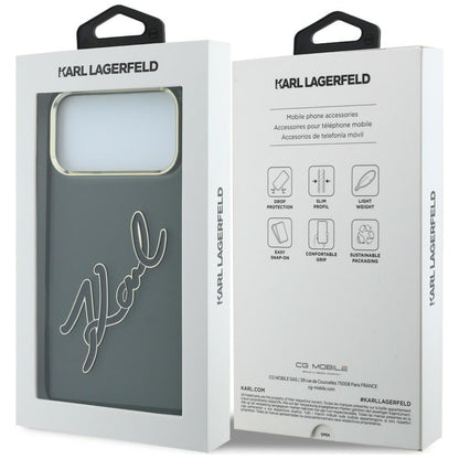 Pouzdro pro Apple iPhone 18 Pro Max / 17 Pro Max, Karl Lagerfeld, IML Big Signature Resin Logo Metal Frame, Černé