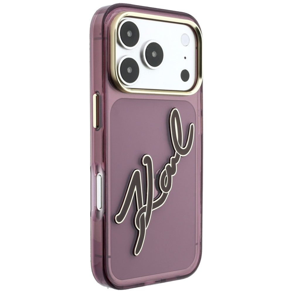 Pouzdro pro Apple iPhone 18 Pro Max / 17 Pro Max, Karl Lagerfeld, IML Big Signature Resin Logo Metal Frame, Vínová