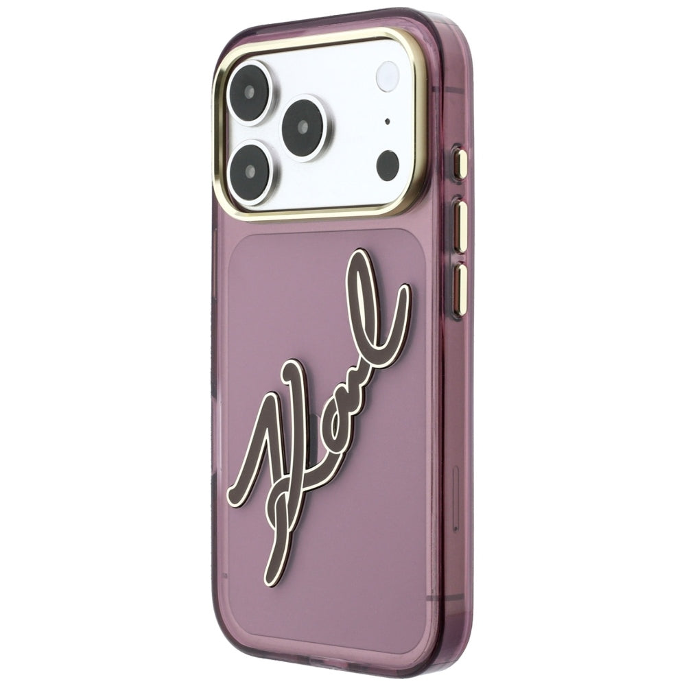 Pouzdro pro Apple iPhone 18 Pro Max / 17 Pro Max, Karl Lagerfeld, IML Big Signature Resin Logo Metal Frame, Vínová