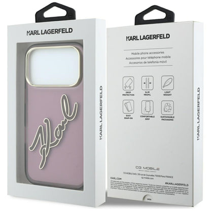 Pouzdro pro Apple iPhone 18 Pro Max / 17 Pro Max, Karl Lagerfeld, IML Big Signature Resin Logo Metal Frame, Vínová