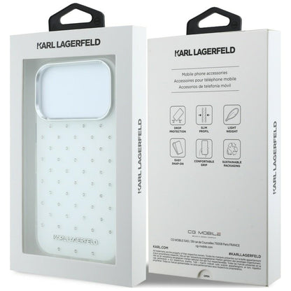Pouzdro pro Apple iPhone 18 Pro Max / 17 Pro Max, Karl Lagerfeld, IML kamínky a elektrolytický potisk loga, bílé