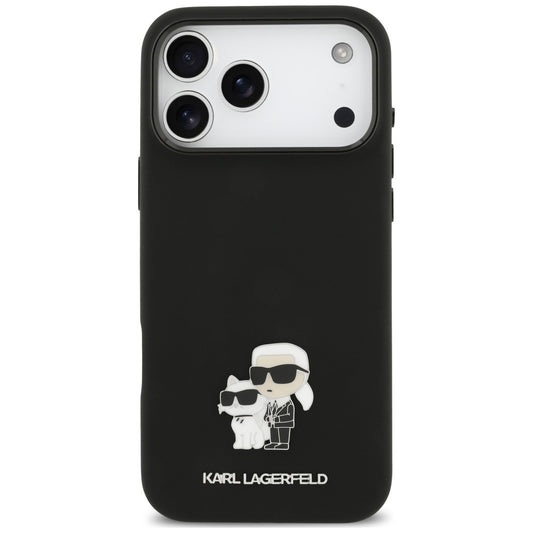 Pouzdro Karl Lagerfeld Karl & Choupette Metal Pin pro Apple iPhone 18 Pro Max / 17 Pro Max, černé