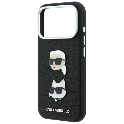 Pouzdro pro Apple iPhone 18 Pro Max / 17 Pro Max, Karl Lagerfeld, Saffiano Crossbody Karl & Choupette Head's Pins Logo, černé