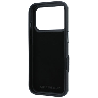 Case for Apple iPhone 18 Pro Max / 17 Pro Max, Karl Lagerfeld, Saffiano with Karl & Choupette Head's Pin and Logo, Gray