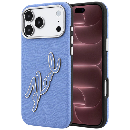 Pouzdro pro Apple iPhone 18 Pro Max / 17 Pro Max, Karl Lagerfeld, hladké velké pryskyřičné logo, modré