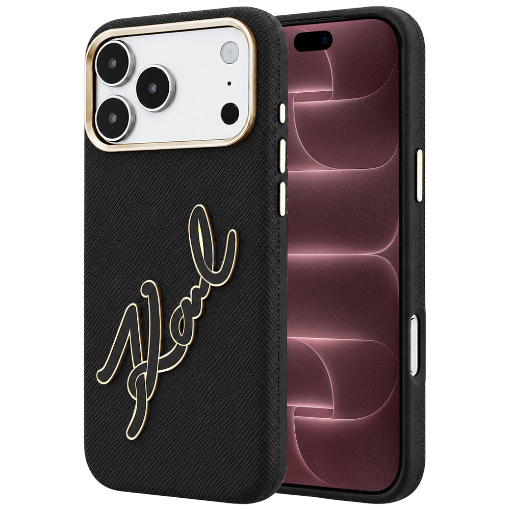 Pouzdro pro Apple iPhone 18 Pro Max / 17 Pro Max, Karl Lagerfeld, Smooth Big Resin Signature Logo, Černé