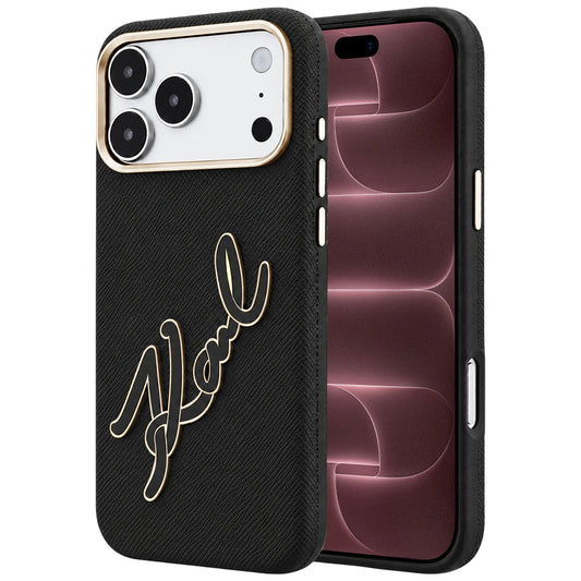 Pouzdro pro Apple iPhone 18 Pro Max / 17 Pro Max, Karl Lagerfeld, Smooth Big Resin Signature Logo, Černé