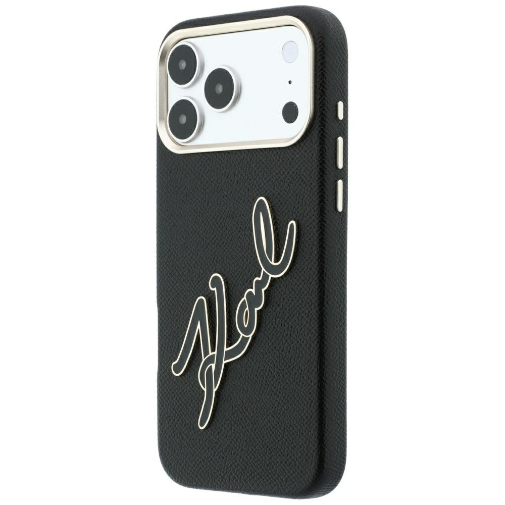 Pouzdro pro Apple iPhone 18 Pro Max / 17 Pro Max, Karl Lagerfeld, Smooth Big Resin Signature Logo, Černé