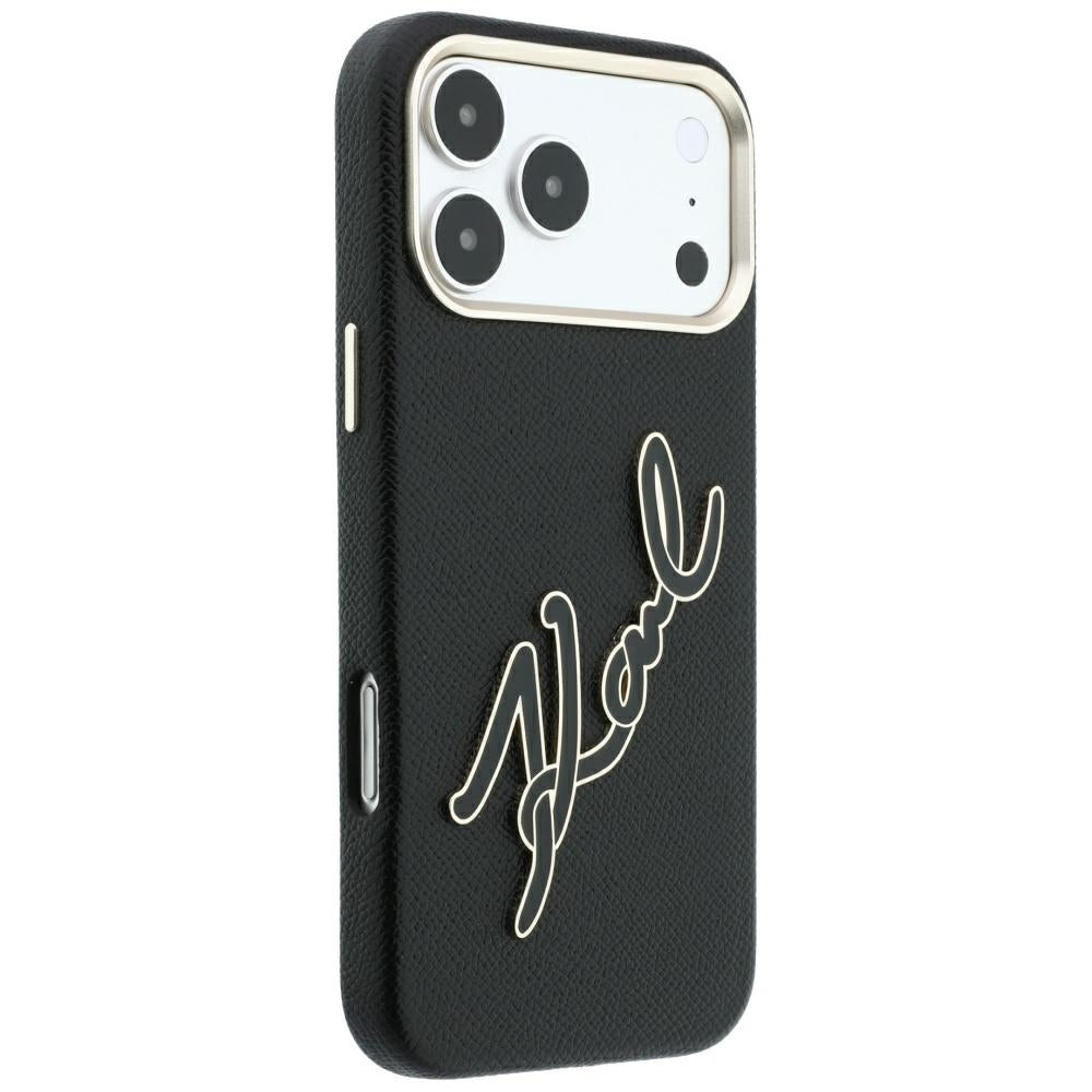 Pouzdro pro Apple iPhone 18 Pro Max / 17 Pro Max, Karl Lagerfeld, Smooth Big Resin Signature Logo, Černé