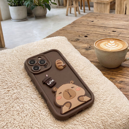 Pouzdro pro Apple iPhone 16, OEM, Ultra Trendy 3D Capybara, Hnědá