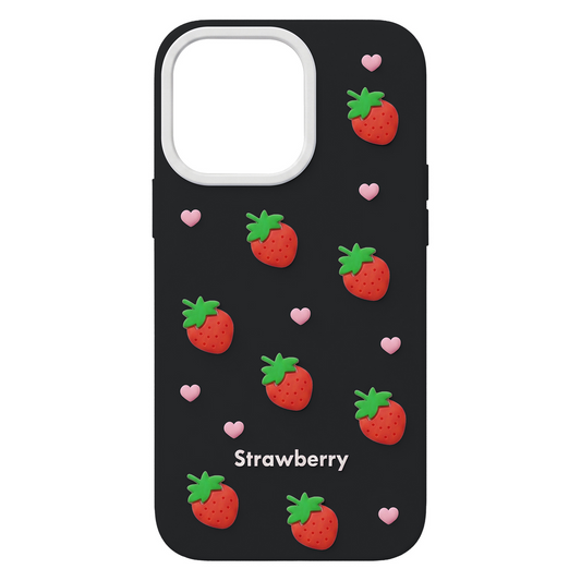 Pouzdro pro Apple iPhone 17 / 16, OEM, Strawberry, Černé