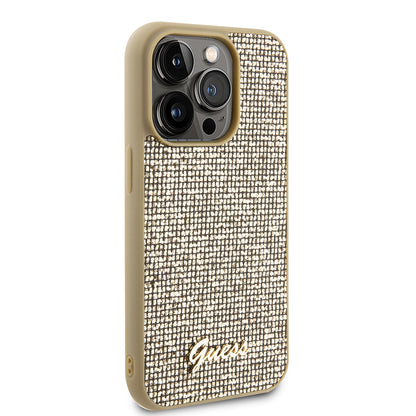 Pouzdro pro Apple iPhone 15 Pro, Guess, PU Square Mirror Script Logo, Zlaté GUHCP15LPMSDGSD