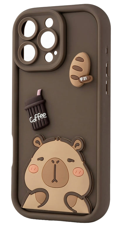 Case for Apple iPhone 17 Pro, OEM, Ultra Trendy 3D Capybara, Brown
