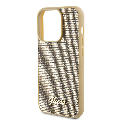 Pouzdro pro Apple iPhone 15 Pro, Guess, PU Square Mirror Script Logo, Zlaté GUHCP15LPMSDGSD