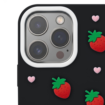 Case for Apple iPhone 15 Pro / 14 Pro, OEM, Strawberry, Black