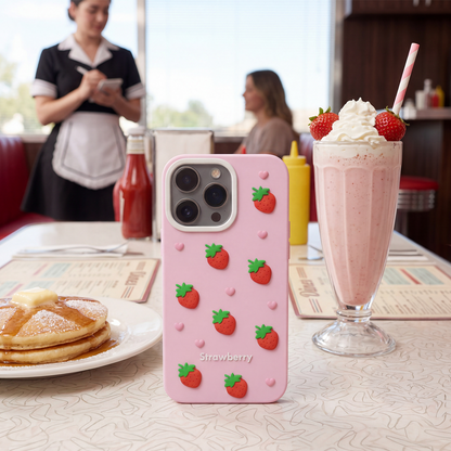 Pouzdro pro Apple iPhone 15 / 14 / 13, OEM, Strawberry, Růžové