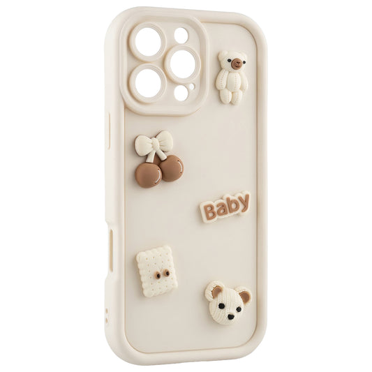 Pouzdro pro Apple iPhone 14, OEM, Ultra Trendy 3D Bear, Béžové