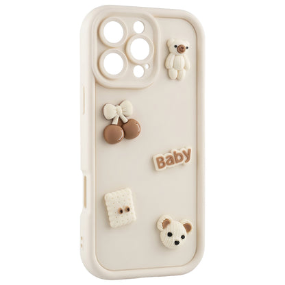 Case for Apple iPhone 16 Pro Max, OEM, Ultra Trendy 3D Bear, Beige