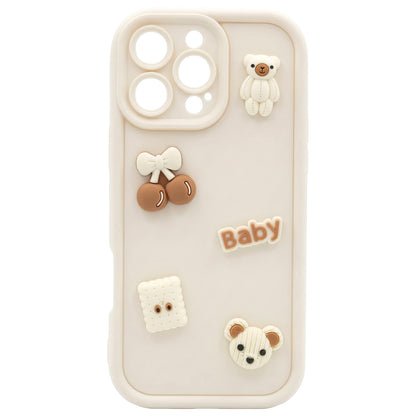 Pouzdro pro Apple iPhone 12, OEM, Ultra Trendy 3D Bear, Béžové