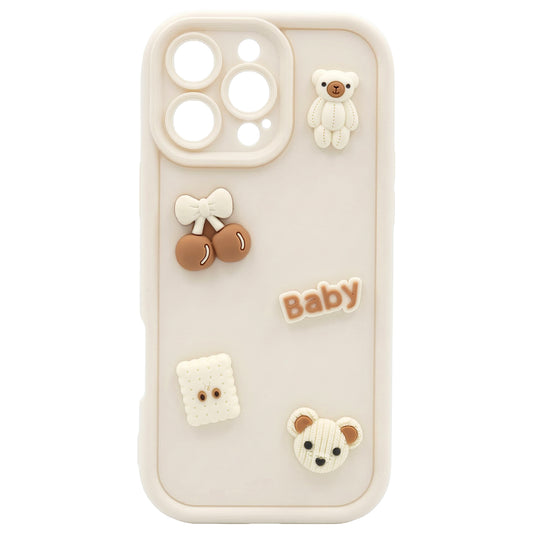 Pouzdro pro Apple iPhone 17 Pro, OEM, Ultra Trendy 3D Bear, béžové