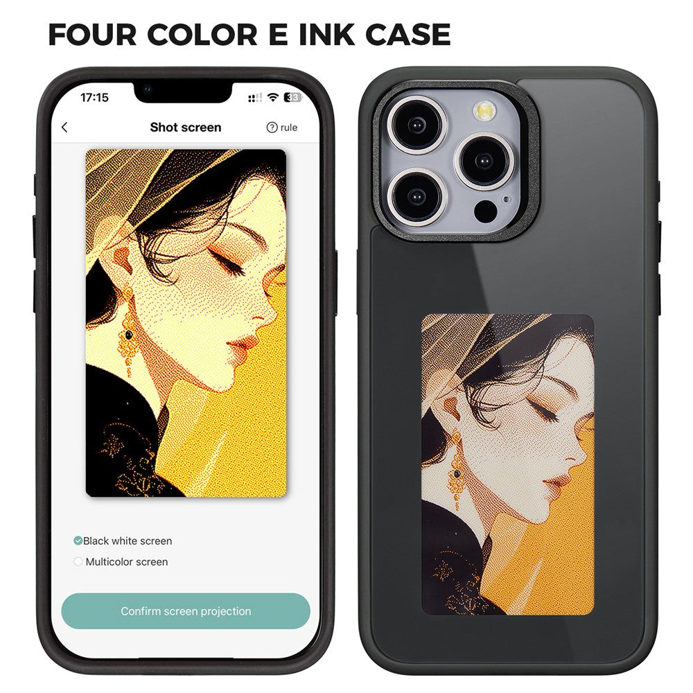 Pouzdro pro Apple iPhone 14 Pro, OEM, Přizpůsobený E-Ink displej, Černá