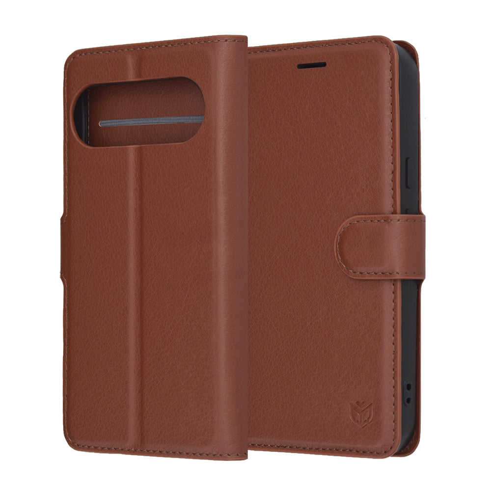 Pouzdro pro Google Pixel 10 Pro / 10, Techsuit, kožené folio, hnědé