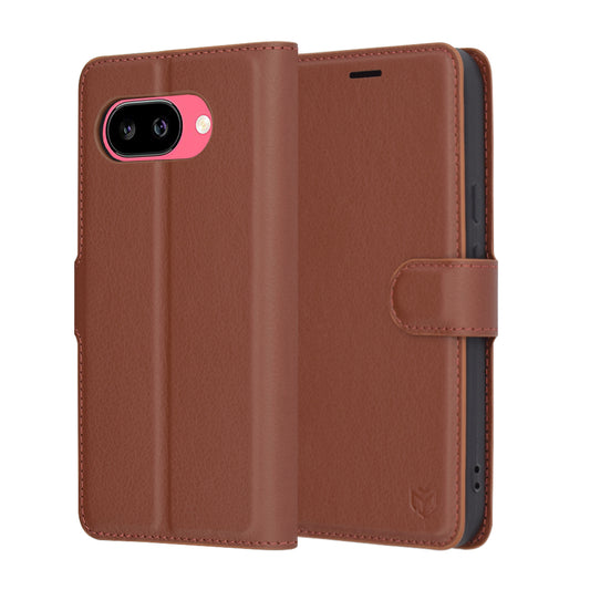 Pouzdro pro Google Pixel 9a, Techsuit, kožené folio, hnědé