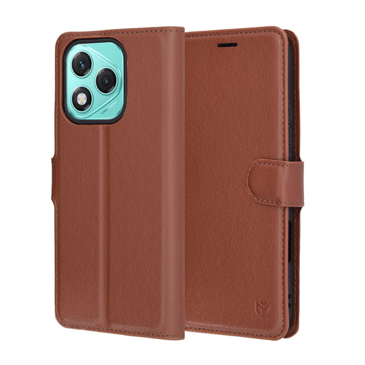 Pouzdro pro Honor 400 Lite, Techsuit, kožené folio, hnědé