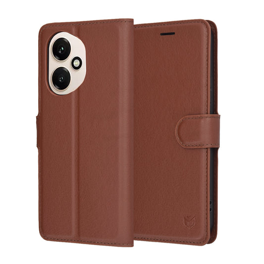 Pouzdro pro Honor 400, Techsuit, kožené folio, hnědé