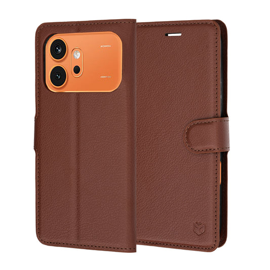 Pouzdro pro Honor 600 Pro / 600, Techsuit, kožené folio, hnědé