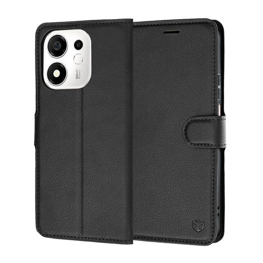 Pouzdro pro Honor 600 Smart, Techsuit, kožené folio, černé