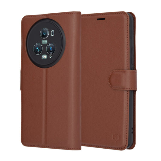 Pouzdro pro Honor Magic5 Pro, Techsuit, kožené folio, hnědé