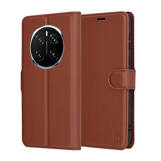 Pouzdro pro Honor Magic7 Pro, Techsuit, kožené folio, hnědé