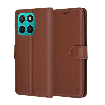Pouzdro pro Honor X8c, Techsuit, kožené folio, hnědé