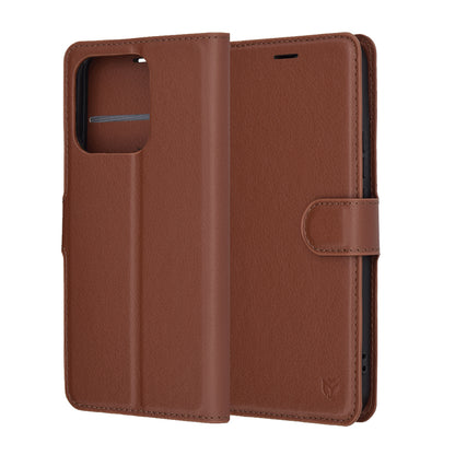 Pouzdro pro Honor X8c, Techsuit, kožené folio, hnědé