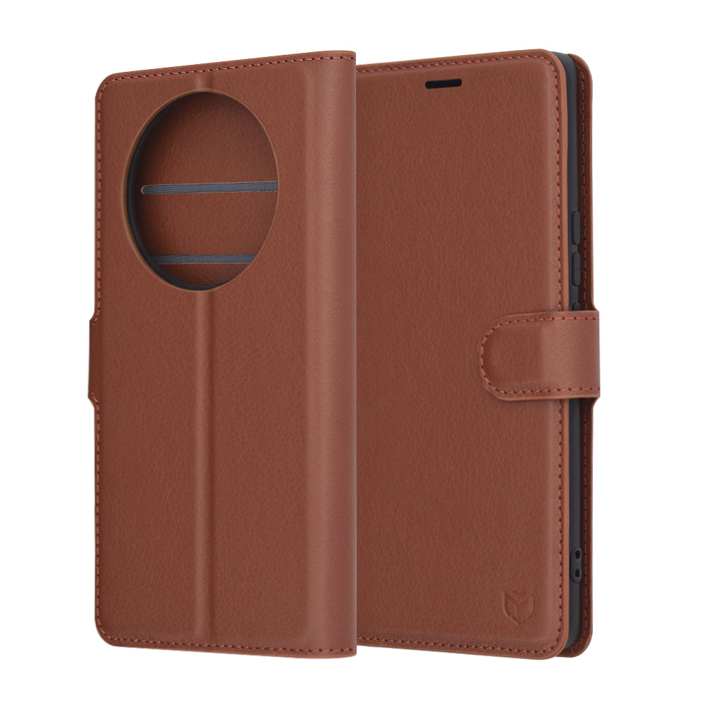 Pouzdro pro Honor X9c / Magic7 Lite, Techsuit, kožené folio, hnědé