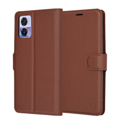 Pouzdro pro Motorola Edge 30 Neo, Techsuit, kožené folio, hnědé