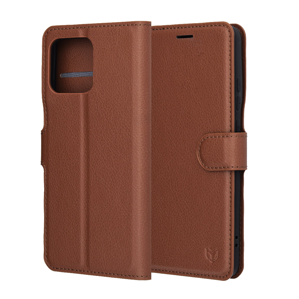 Case for Motorola Edge 70, Techsuit, Leather Folio, Brown