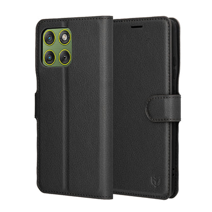 Case for Motorola Edge 70, Techsuit, Leather Folio, Black