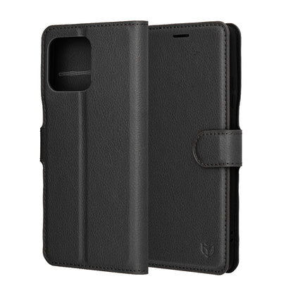 Case for Motorola Edge 70, Techsuit, Leather Folio, Black