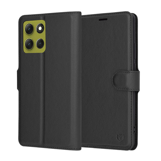 Case for Motorola Moto G86, Techsuit, Leather Folio, Black