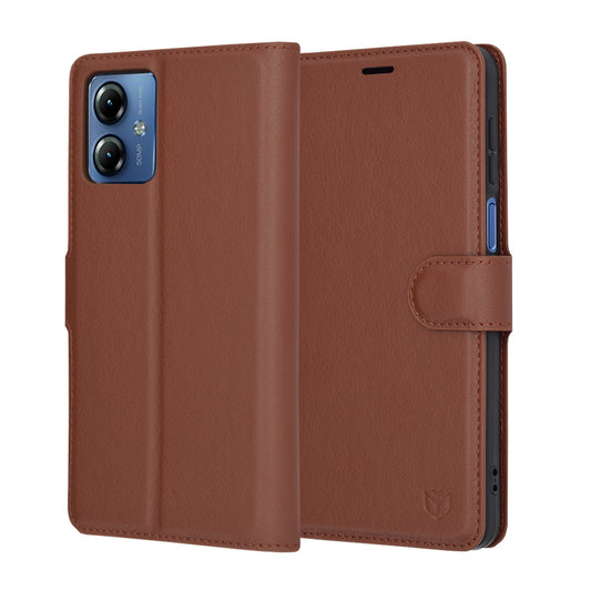 Pouzdro pro Motorola Moto G14, Techsuit, kožené folio, hnědé