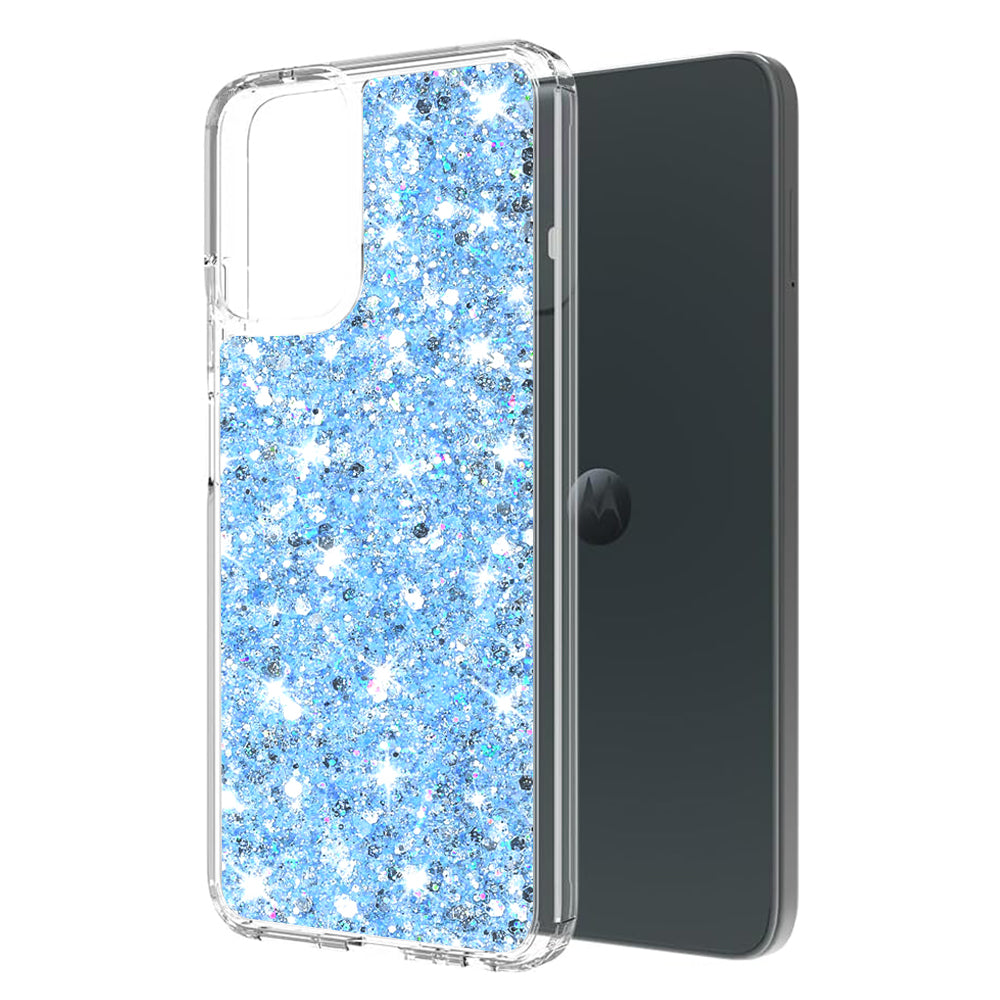 Pouzdro pro Motorola Moto G45 / G34, Techsuit, Třpytivý Glitter, Modrá