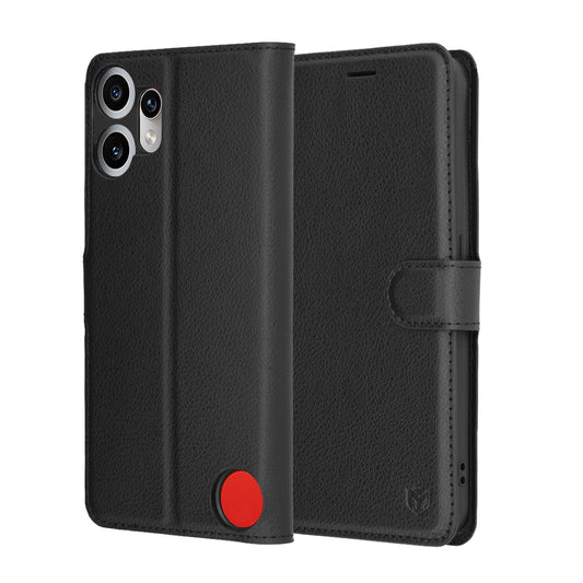 Pouzdro pro Nothing CMF Phone 2 Pro, Techsuit, kožené folio, černé