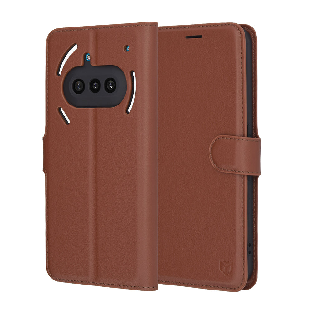 Pouzdro pro Nothing Phone (3a), Techsuit, kožené folio, hnědé